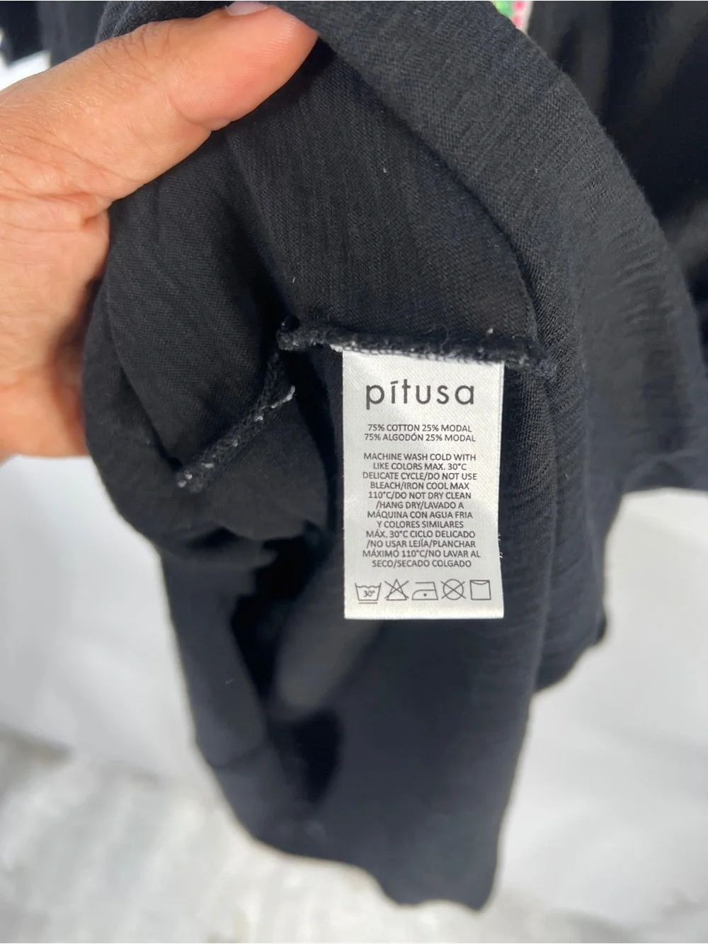 Pitusa Pima Mini Abaya Black Inca Trim Dress Swim Cover Up Standard